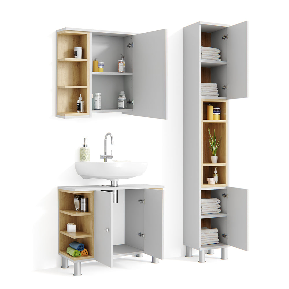 Vicco Set mobili bagno Bianco 3 parti, con colonna