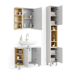 Vicco Set mobili bagno Bianco 3 parti, con colonna