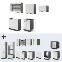 Vicco Cucina componibile Bianco casa di campagna/antracite 200 cm , PL Marmo