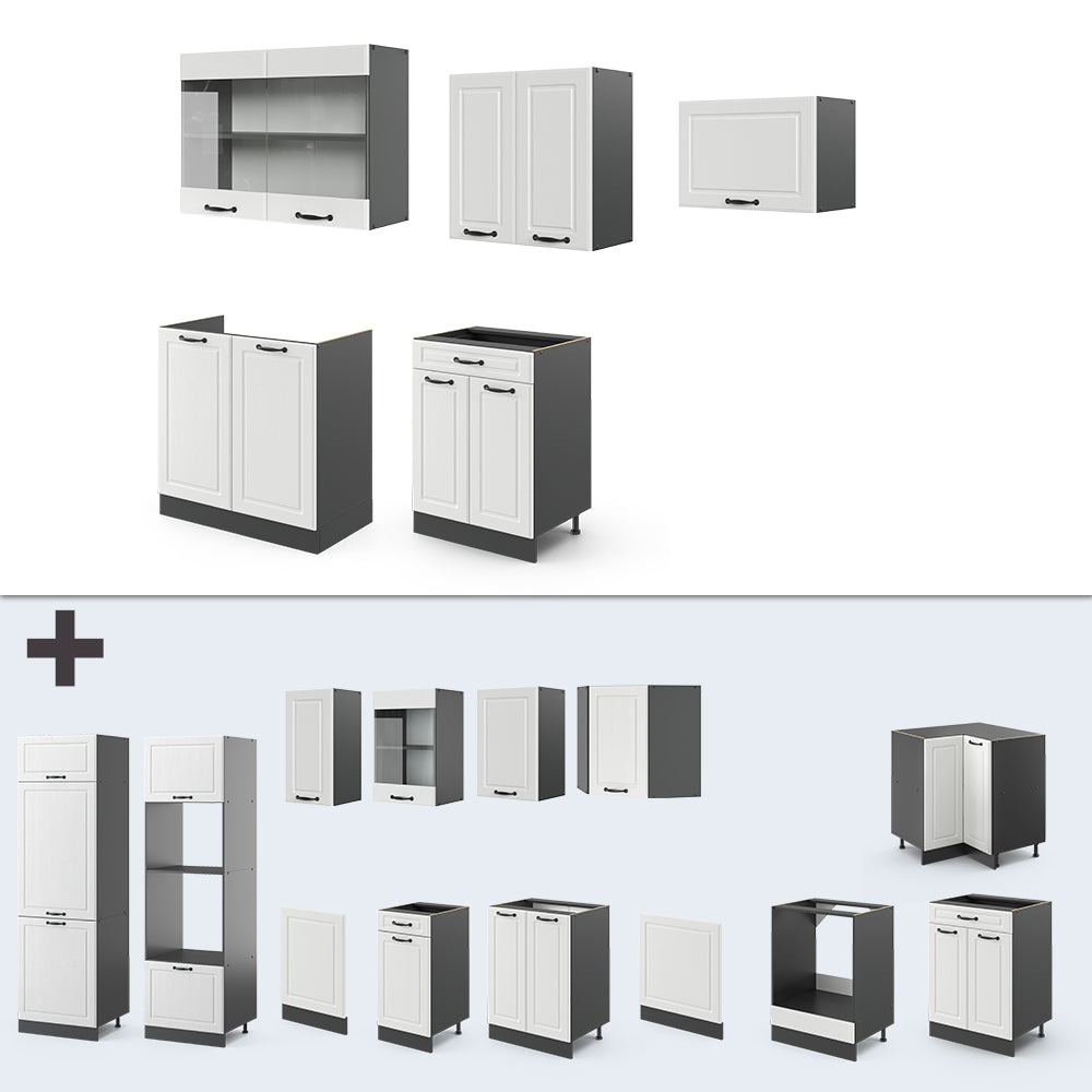 Vicco Cucina componibile Bianco casa di campagna/antracite 200 cm , PL Rovere