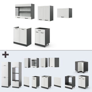 Vicco Cucina componibile Bianco casa di campagna/antracite 200 cm , PL Rovere