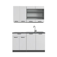 Vicco Cucina completa Bianco casa di campagna/antracite 140 cm senza piano di lavoro