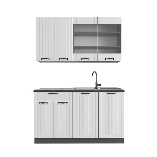 Vicco Cucina completa Bianco casa di campagna/antracite 140 cm senza piano di lavoro