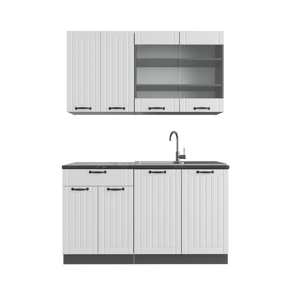 Vicco Cucina completa Bianco casa di campagna/antracite 140 cm , PL Antracite