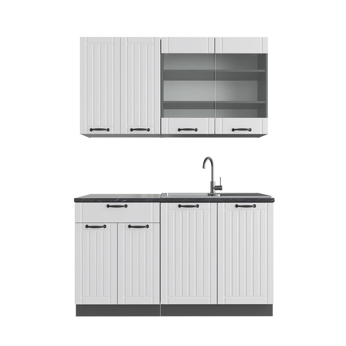 Vicco Cucina completa Bianco casa di campagna/antracite 140 cm , PL Antracite