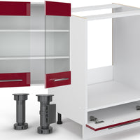 Vicco Cucina componibile Bordeaux lucido/bianco 355 cm , PL Marmo