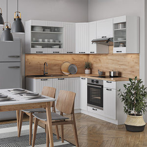 Vicco Cucina angolare completa Casa di campagna bianca/bianco 160 x 190 cm , PL Marmo
