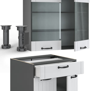 Vicco Cucina completa Bianco casa di campagna/antracite 140 cm , PL Marmo