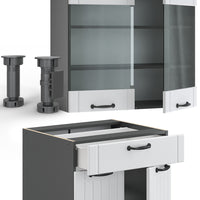 Vicco Cucina completa Bianco casa di campagna/antracite 140 cm , PL Antracite