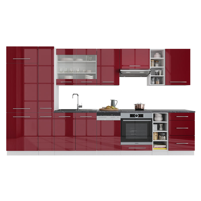 Vicco Cucina componibile Bordeaux lucido/bianco 355 cm , PL Marmo