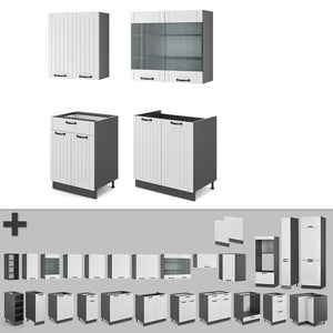 Vicco Cucina completa Bianco casa di campagna/antracite 140 cm , PL Marmo