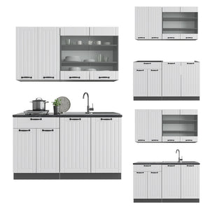 Vicco Cucina completa Bianco casa di campagna/antracite 140 cm , PL Marmo