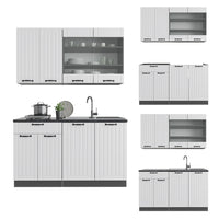 Vicco Cucina completa Bianco casa di campagna/antracite 140 cm , PL Antracite