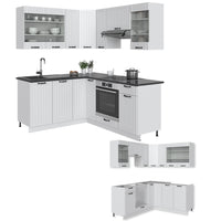 Vicco Cucina angolare completa Casa di campagna bianca/bianco 160 x 190 cm , PL Antracite