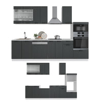 Vicco Cucina componibile Antracite casa di campagna/bianco 300 cm con armadio alto, senza piano di lavoro