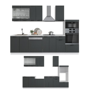Vicco Cucina componibile Antracite casa di campagna/bianco 300 cm con armadio alto, PL Antracite