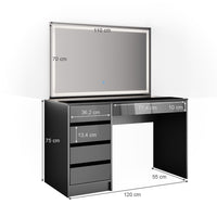 Vicco Tavolo da toeletta Antracite 55 cm con specchio a LED