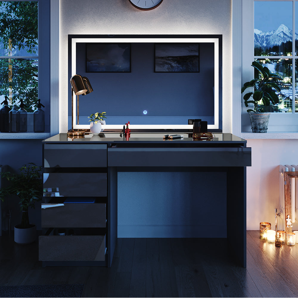 Vicco Tavolo da toeletta Antracite 55 cm con specchio a LED