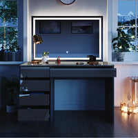 Vicco Tavolo da toeletta Antracite 55 cm con specchio a LED