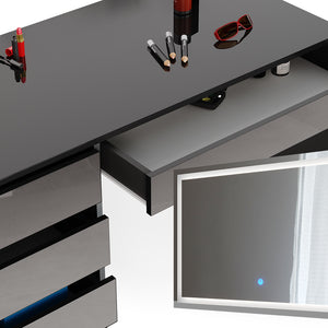 Vicco Tavolo da toeletta Antracite 55 cm con specchio a LED