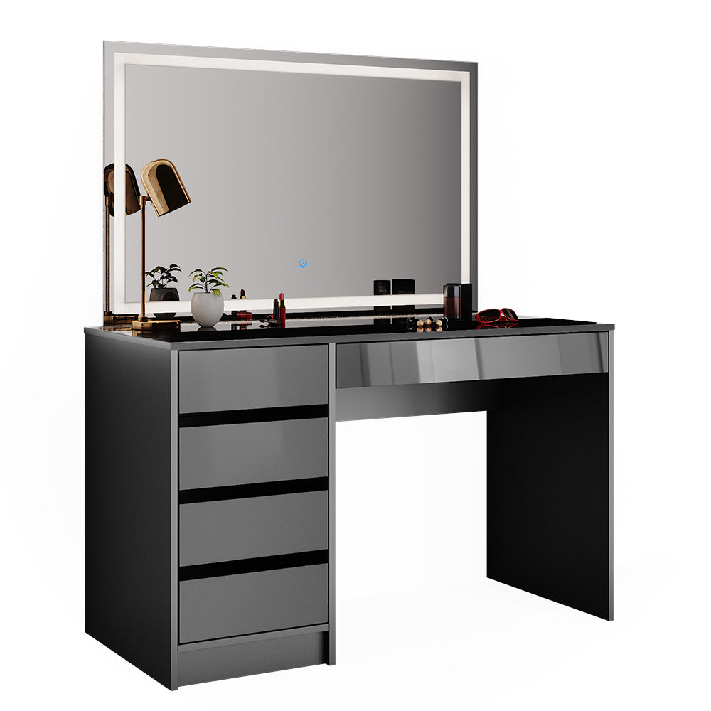 Vicco Tavolo da toeletta Antracite 55 cm con specchio a LED