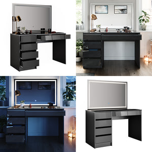 Vicco Tavolo da toeletta Antracite 55 cm con specchio a LED