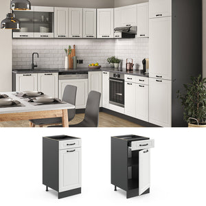 Vicco Mobiletto base per cucina Bianco casa di campagna 40 cm , PL Antracite