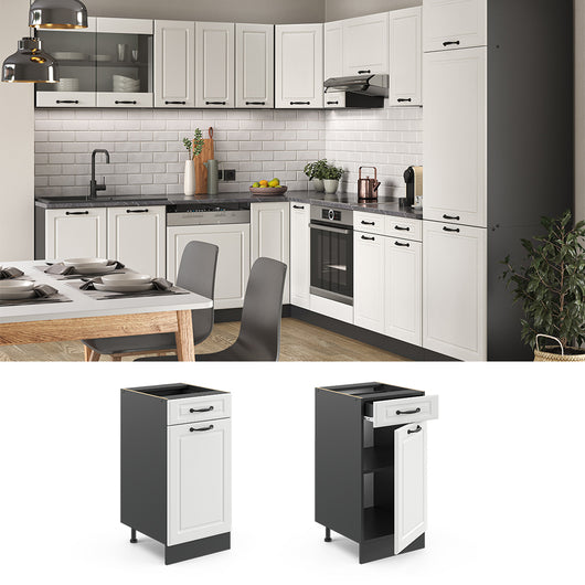Vicco Mobiletto base per cucina Bianco casa di campagna 40 cm , PL Antracite