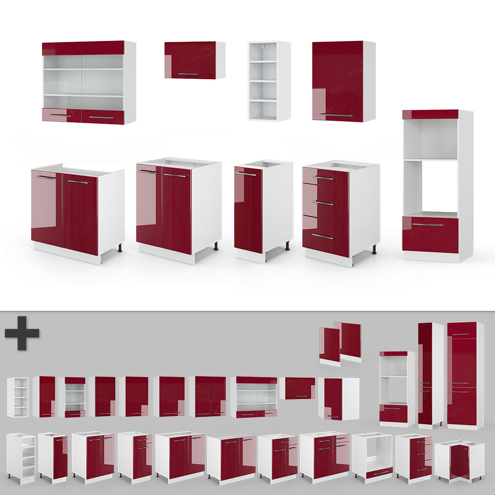 Vicco Cucina componibile Bordeaux lucido/bianco 280 cm , PL Antracite