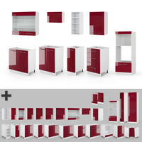 Vicco Cucina componibile Bordeaux lucido/bianco 280 cm , PL Marmo