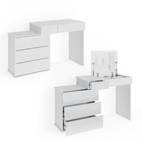 Vicco Tavolo da toeletta Bianco 117.4 cm con illuminazione LED e sgabello