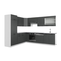 Vicco Cucina angolare completa Antracite casa di campagna/bianco 227 x 60 cm senza piano di lavoro