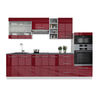 Vicco Cucina componibile Bordeaux lucido/bianco 280 cm , PL Marmo