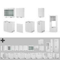 Vicco Cucina componibile Casa di campagna bianca/bianco 300 cm con armadio alto, PL Marmo