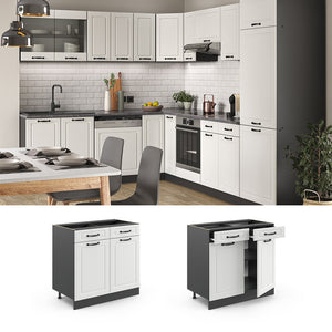 Vicco Mobiletto base per cucina Bianco casa di campagna 80 cm senza piano di lavoro