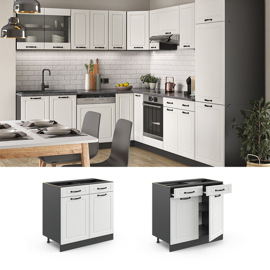 Vicco Mobiletto base per cucina Bianco casa di campagna 80 cm senza piano di lavoro