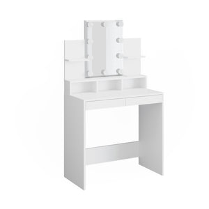 Vicco Tavolo da toeletta Bianco 80 cm con illuminazione a LED