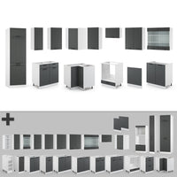 Vicco Cucina angolare completa Antracite casa di campagna/bianco 227 x 60 cm senza piano di lavoro