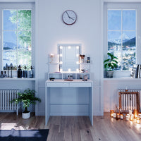 Vicco Tavolo da toeletta Bianco 80 cm con illuminazione a LED