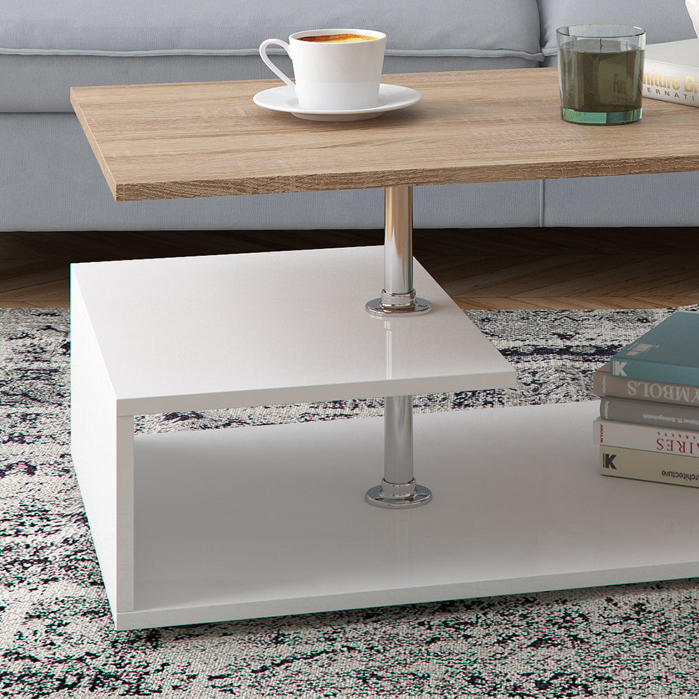 Vicco Tavolino da salotto Bianco/Sonoma 91 x 52,6 cm