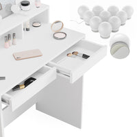 Vicco Tavolo da toeletta Bianco 80 cm con illuminazione a LED