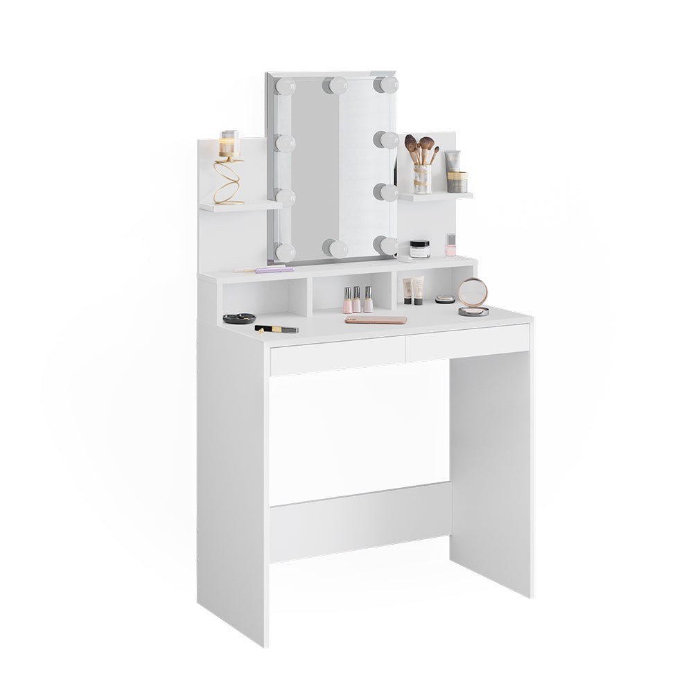 Vicco Tavolo da toeletta Bianco 80 cm con illuminazione a LED