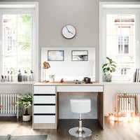 Vicco Tavolo da toeletta Bianco/Sonoma 120 cm con sgabello