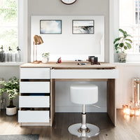 Vicco Tavolo da toeletta Bianco/Sonoma 120 cm con sgabello