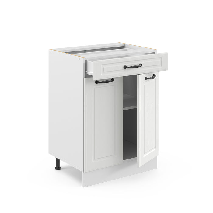 Vicco Mobiletto base per cucina Bianco casa di campagna 60 cm con cassetto, PL Rovere