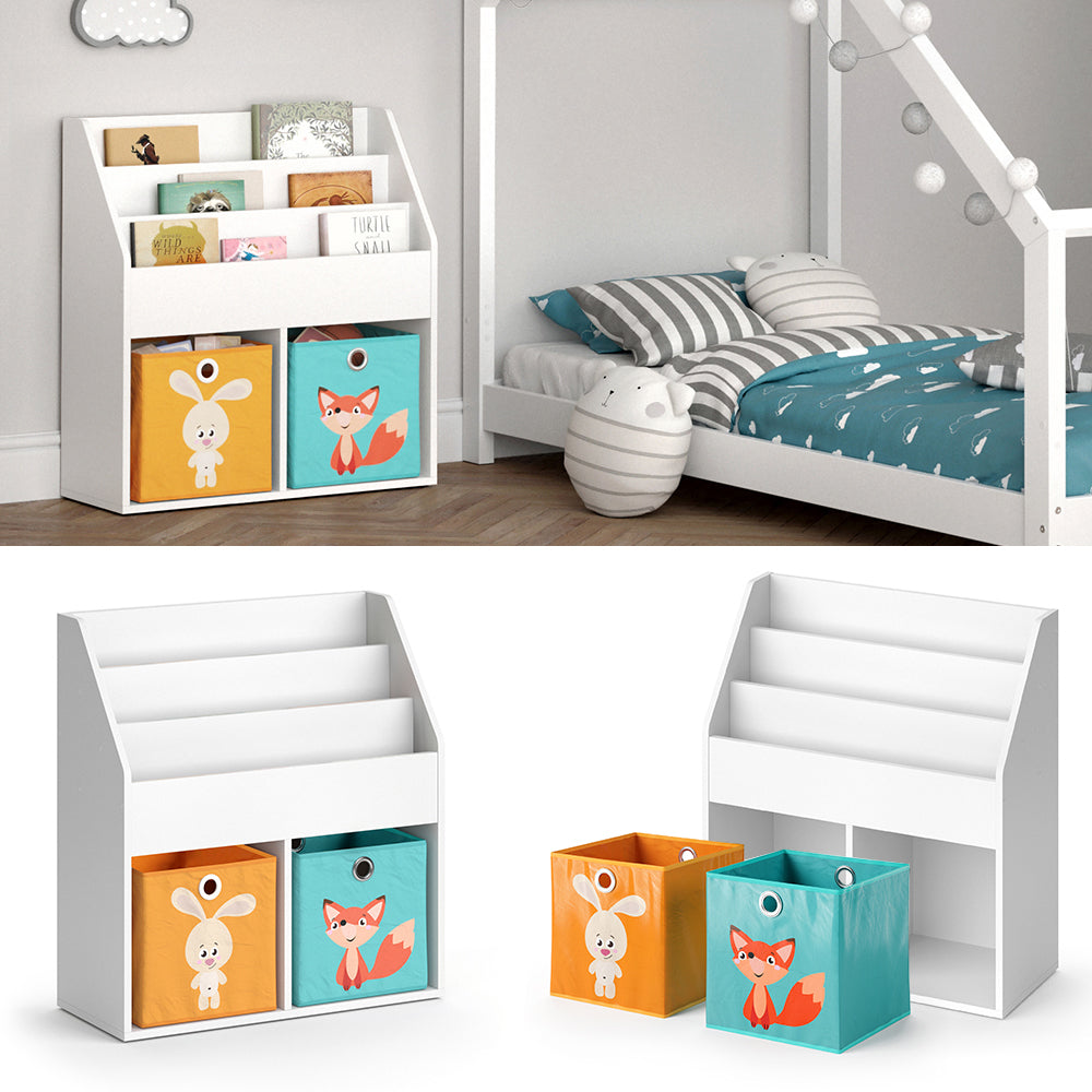 Vicco Libreria bambini Bianco 30.7 x 79 cm con 2 scatole pieghevoli opt.1