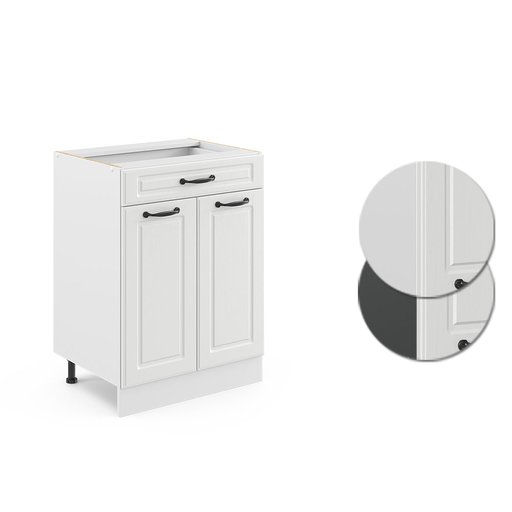 Vicco Mobiletto base per cucina Bianco casa di campagna 60 cm con cassetto, senza piano di lavoro