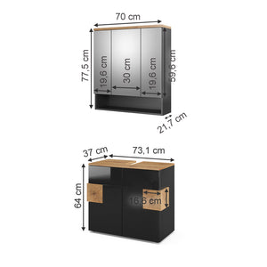 Vicco Set mobili bagno Antracite 2 parti