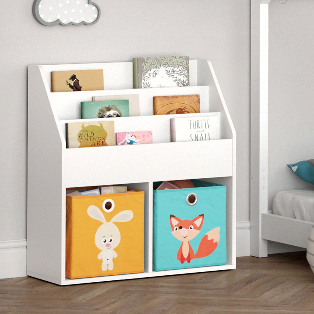 Vicco Libreria bambini Bianco 30.7 x 79 cm con 2 scatole pieghevoli opt.1