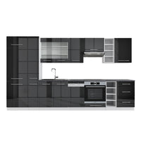 Vicco Cucina componibile Antracite lucido/bianco 355 cm senza piano di lavoro